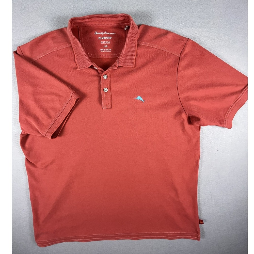 Tommy Bahama Polo Shirt Mens L IslandZone Supima Cotton Short Sleeve Marlin